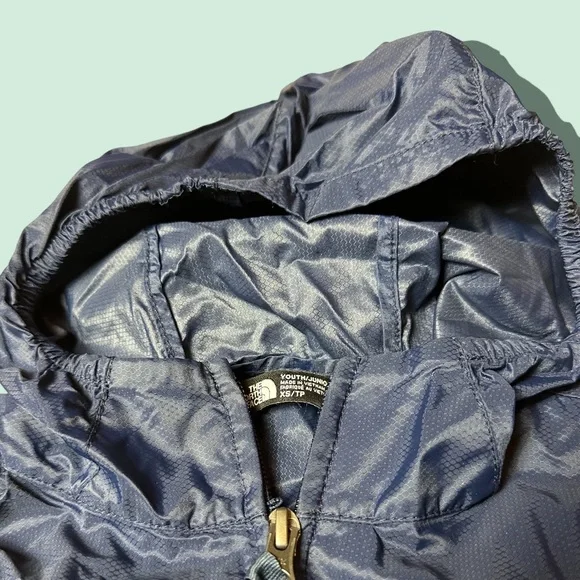 Youth The North Face Jacket Navy Blue Youth Size XS Windbreaker Wall Zip Up - Picture 7 of 9